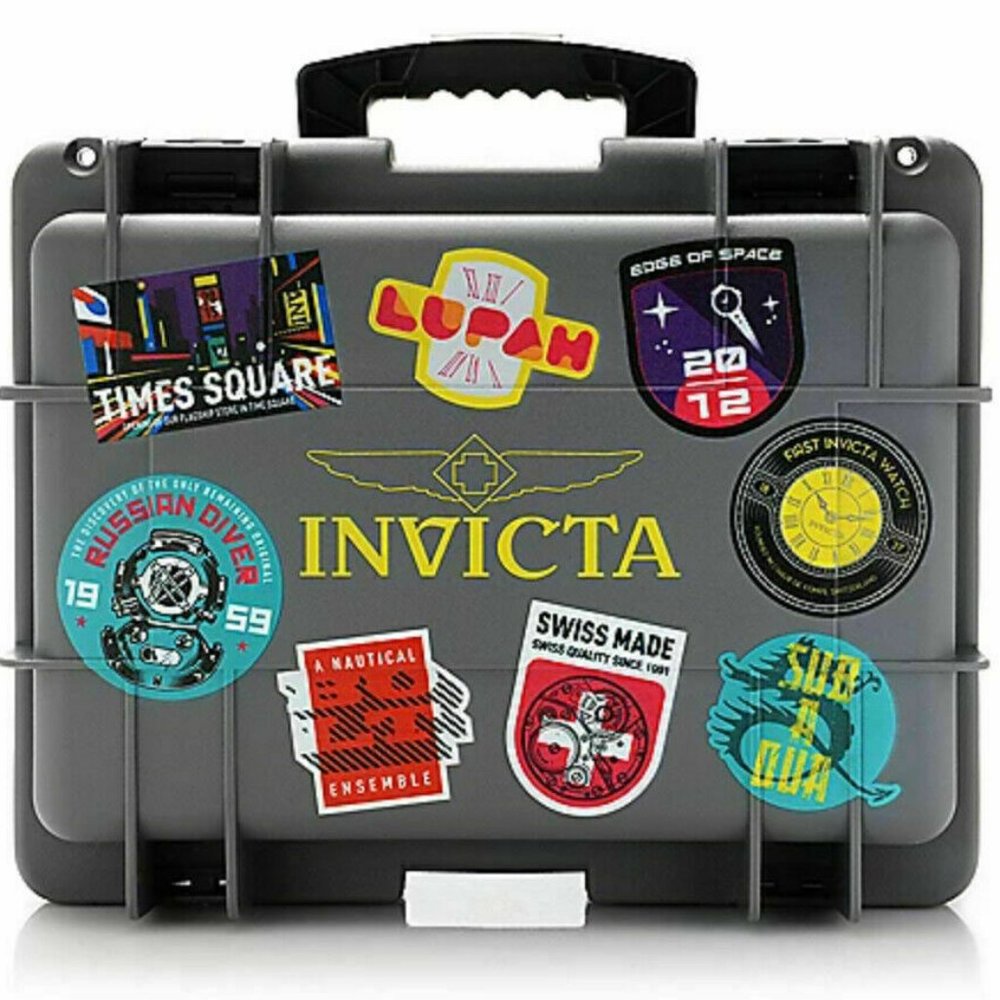 INVICTA 3 SLOT GRAY PATCH WORK WATCH PROTECTOR DIVE CASE WITH A TOP HANDLE